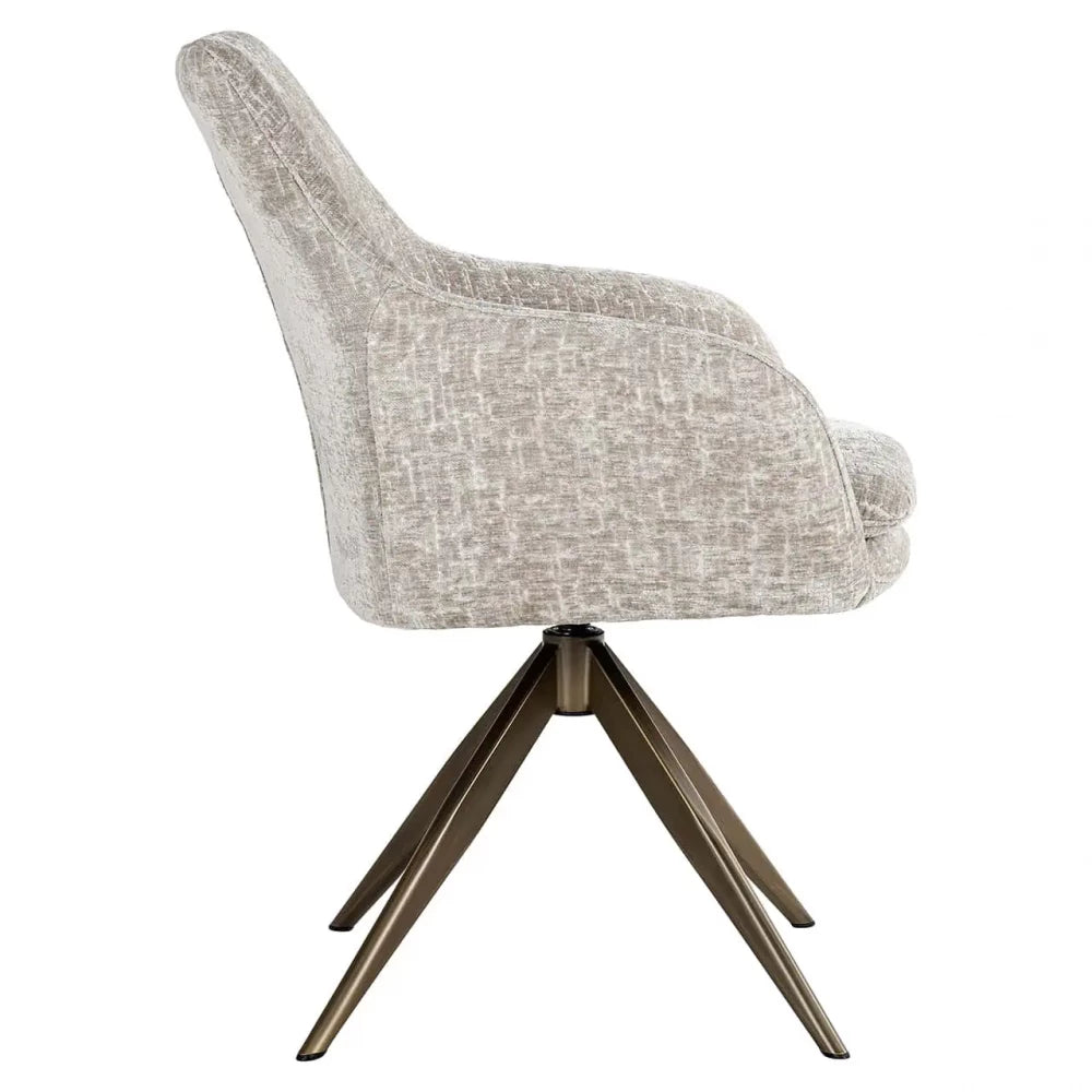 Scaun tapitat cu Stofa Bej cu picioare din Metal Alama H87xL63xA66cm Lisonne