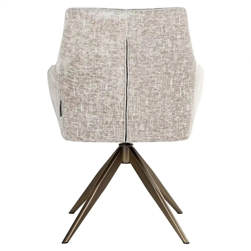 Scaun tapitat cu Stofa Bej cu picioare din Metal Alama H87xL63xA66cm Lisonne