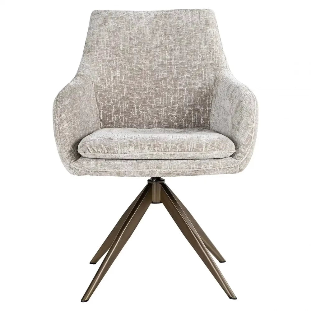 Scaun tapitat cu Stofa Bej cu picioare din Metal Alama H87xL63xA66cm Lisonne