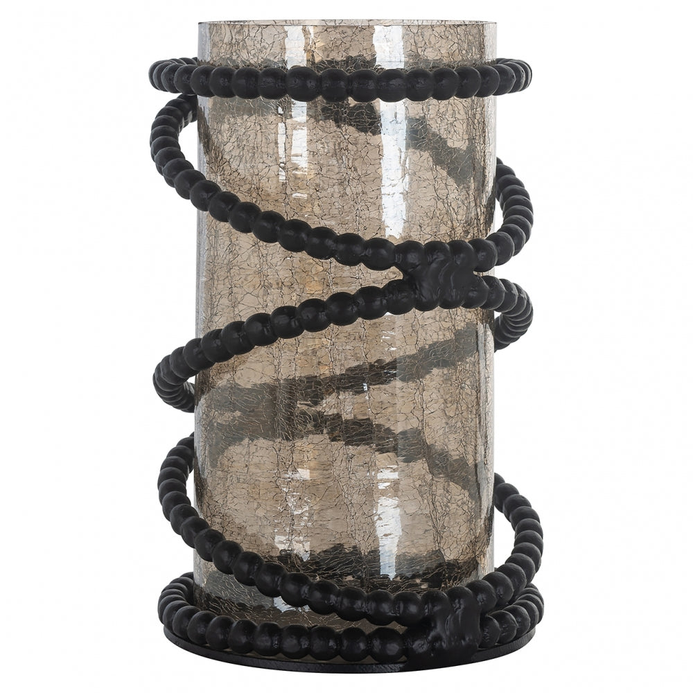 Suport lumanare din Sticla si Metal Gri/Negru D20xH31cm Edison Richmond Interiors