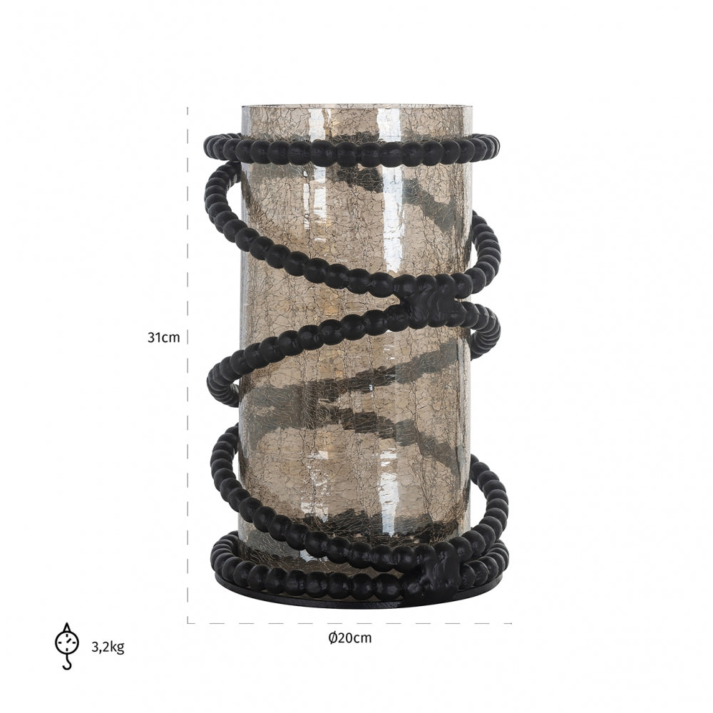 Suport lumanare din Sticla si Metal Gri/Negru D20xH31cm Edison Richmond Interiors