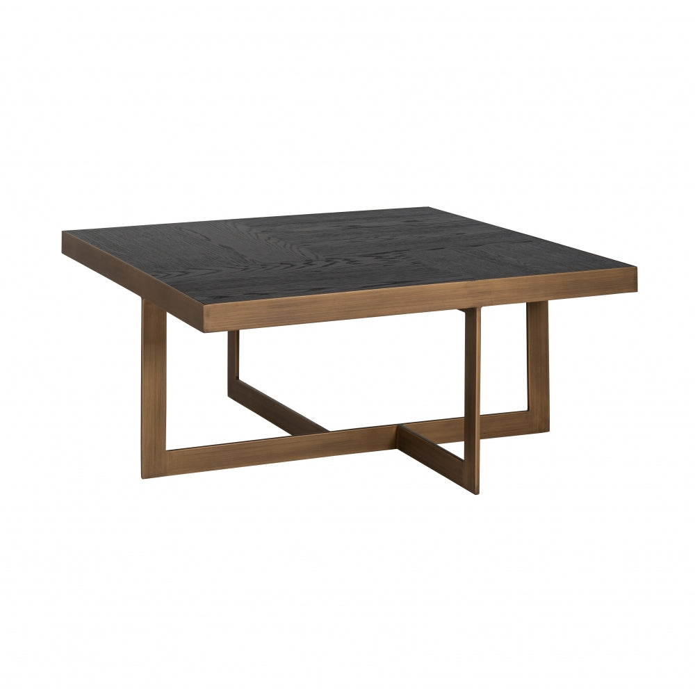 Masuta de cafea Patrata din Furnir de stejar si Metal Negru/Bronz L90xH40cm Cambon Richmond Interiors