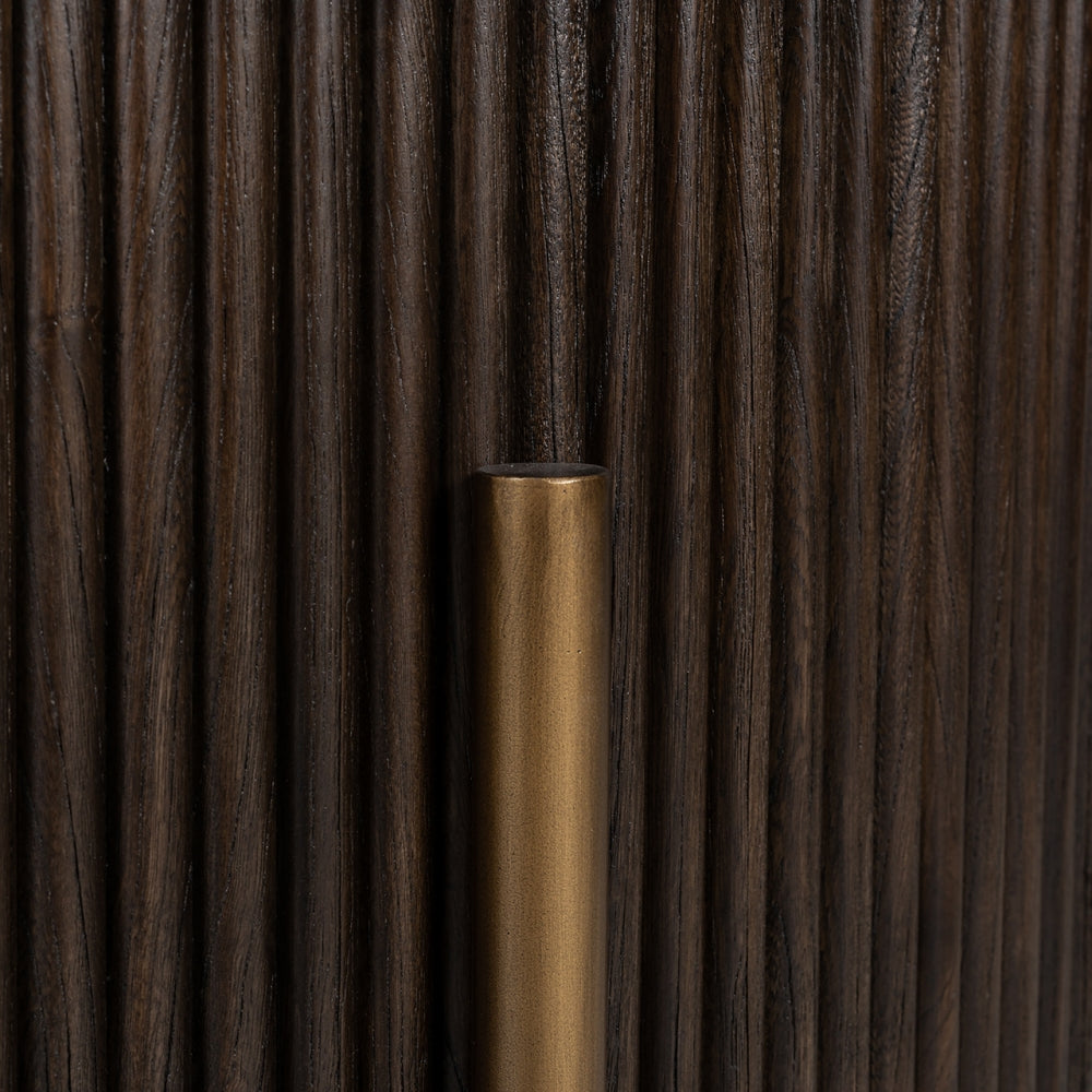 Masuta de cafea Rotunda din Lemn de stejar si Metal Maro/Bronz D95xH42cm Luxor Richmond Interiors