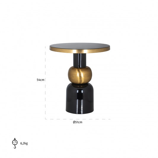 Masuta de colt Rotunda din Metal Negru/Auriu D51xH54cm Mose Richmond Interiors