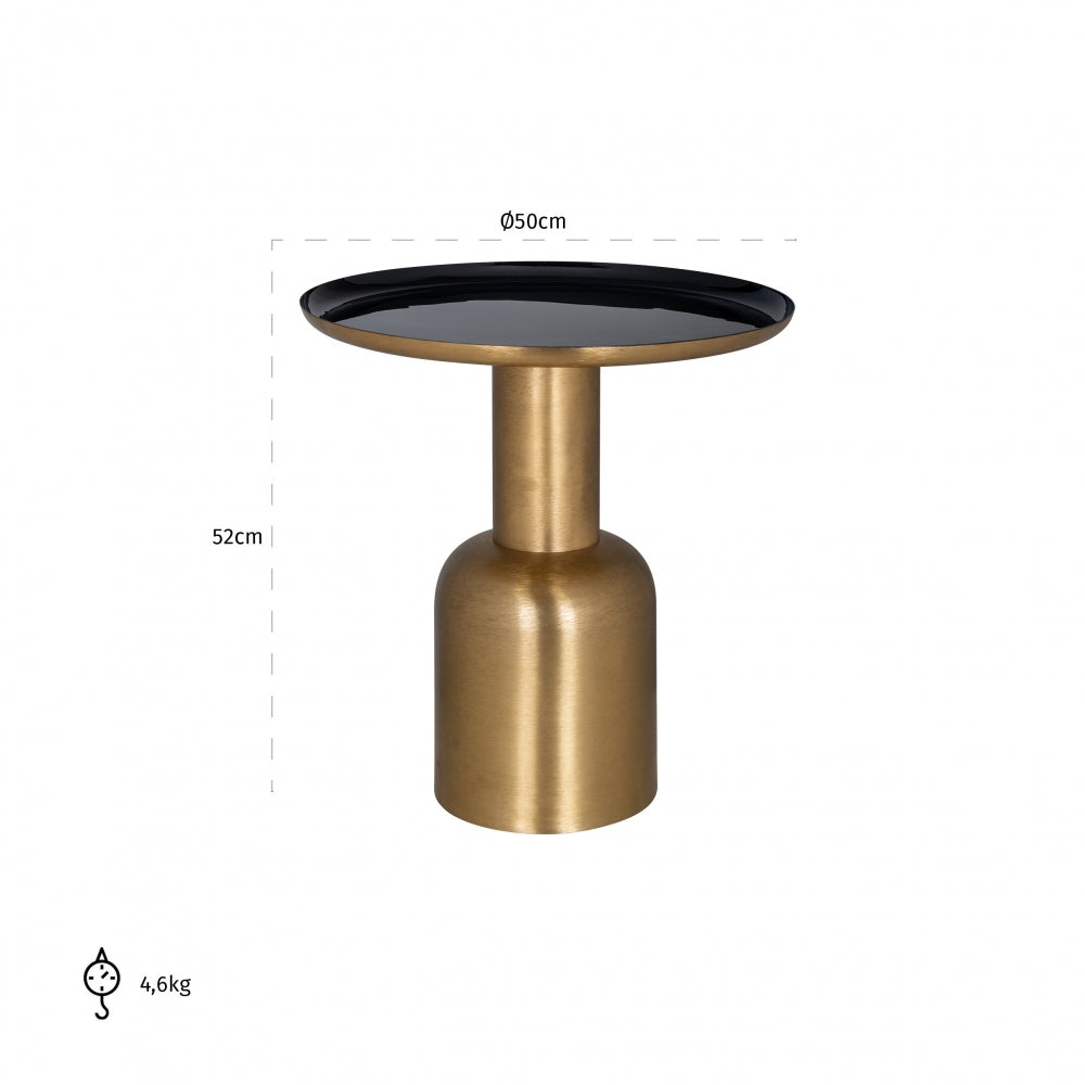 Masuta de colt Rotunda din Metal Negru/Auriu D50xH52cm Xara Richmond Interiors