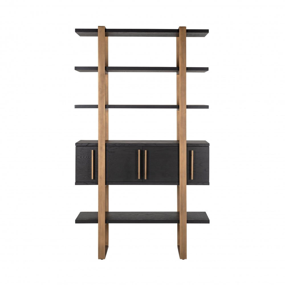 Biblioteca din Metal si Furnir de stejar Bronz/Negru L116xH200cm Cambon Richmond Interiors