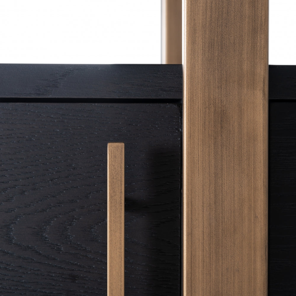 Biblioteca din Metal si Furnir de stejar Bronz/Negru L116xH200cm Cambon Richmond Interiors