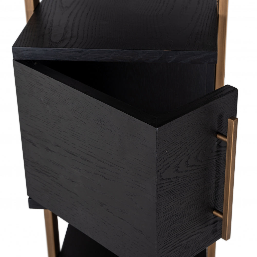 Biblioteca din Metal si Furnir de stejar Bronz/Negru L116xH200cm Cambon Richmond Interiors