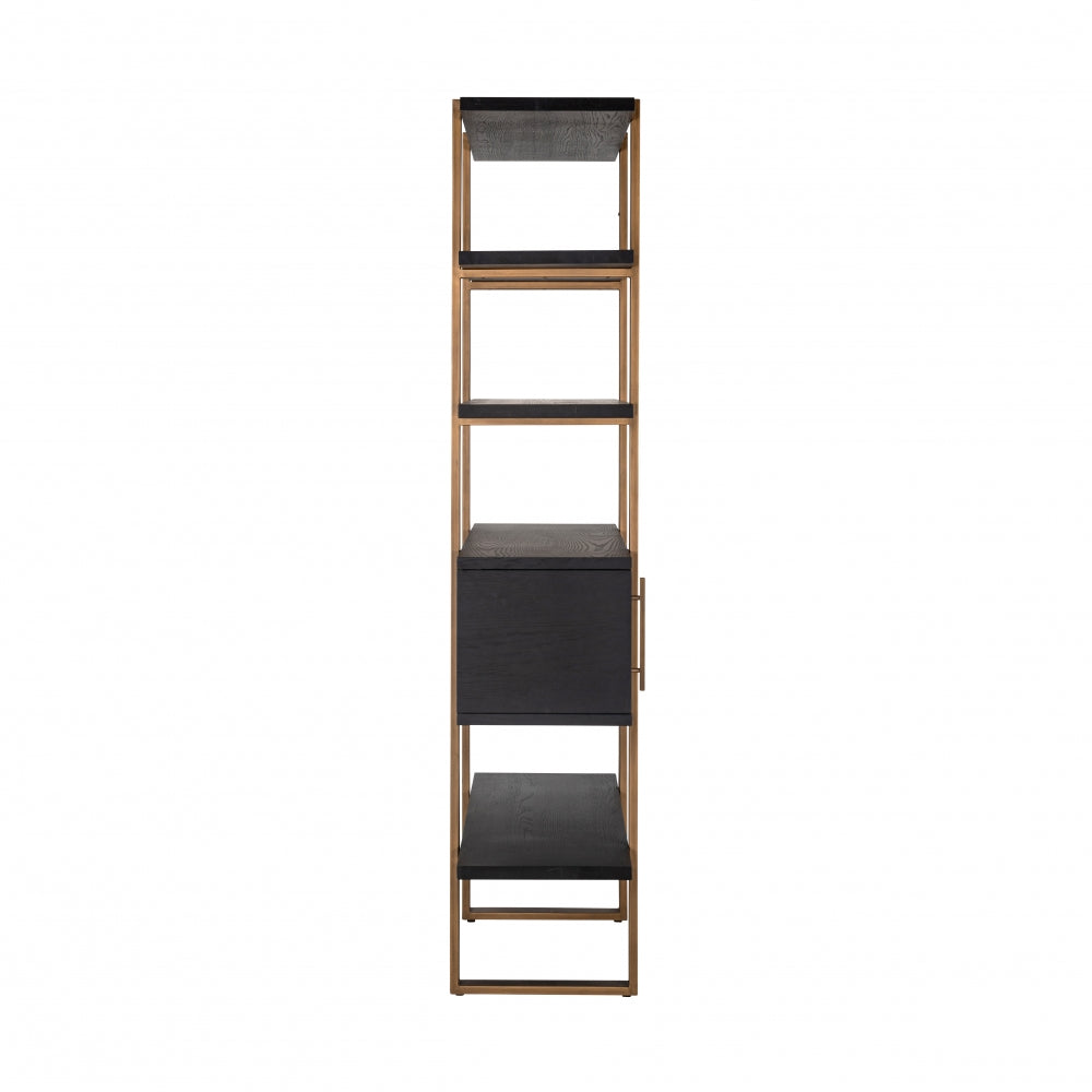 Biblioteca din Metal si Furnir de stejar Bronz/Negru L116xH200cm Cambon Richmond Interiors