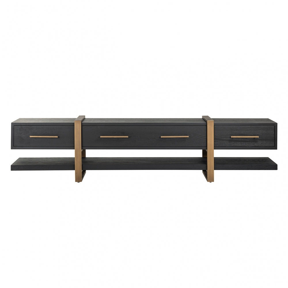 Comoda TV din Metal si Furnir de stejar Bronz/Negru L240xH55cm Cambon Richmond Interiors