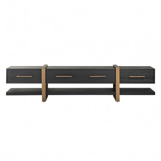 Comoda TV din Metal si Furnir de stejar Bronz/Negru L240xH55cm Cambon Richmond Interiors