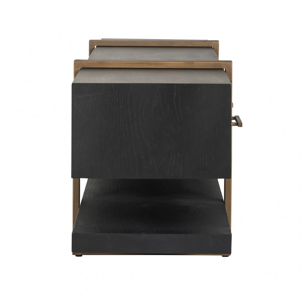 Comoda TV din Metal si Furnir de stejar Bronz/Negru L240xH55cm Cambon Richmond Interiors