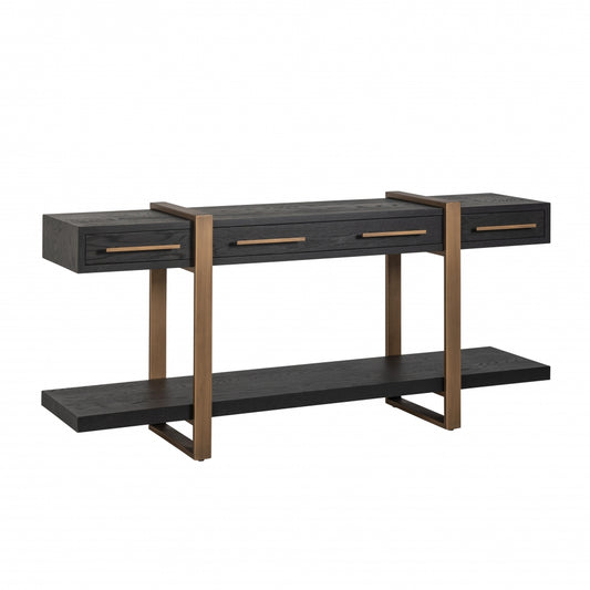 Comoda din Metal si Furnir de stejar Bronz/Negru L180xH80cm Cambon Richmond Interiors