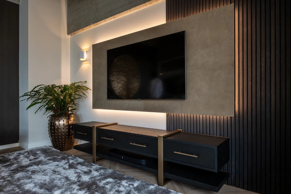 Comoda din Metal si Furnir de stejar Bronz/Negru L180xH80cm Cambon Richmond Interiors