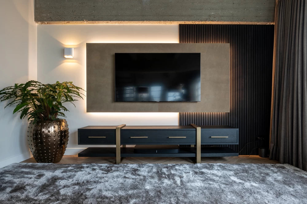Comoda din Metal si Furnir de stejar Bronz/Negru L180xH80cm Cambon Richmond Interiors