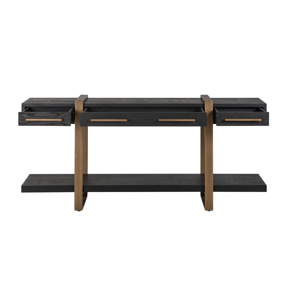 Comoda din Metal si Furnir de stejar Bronz/Negru L180xH80cm Cambon Richmond Interiors