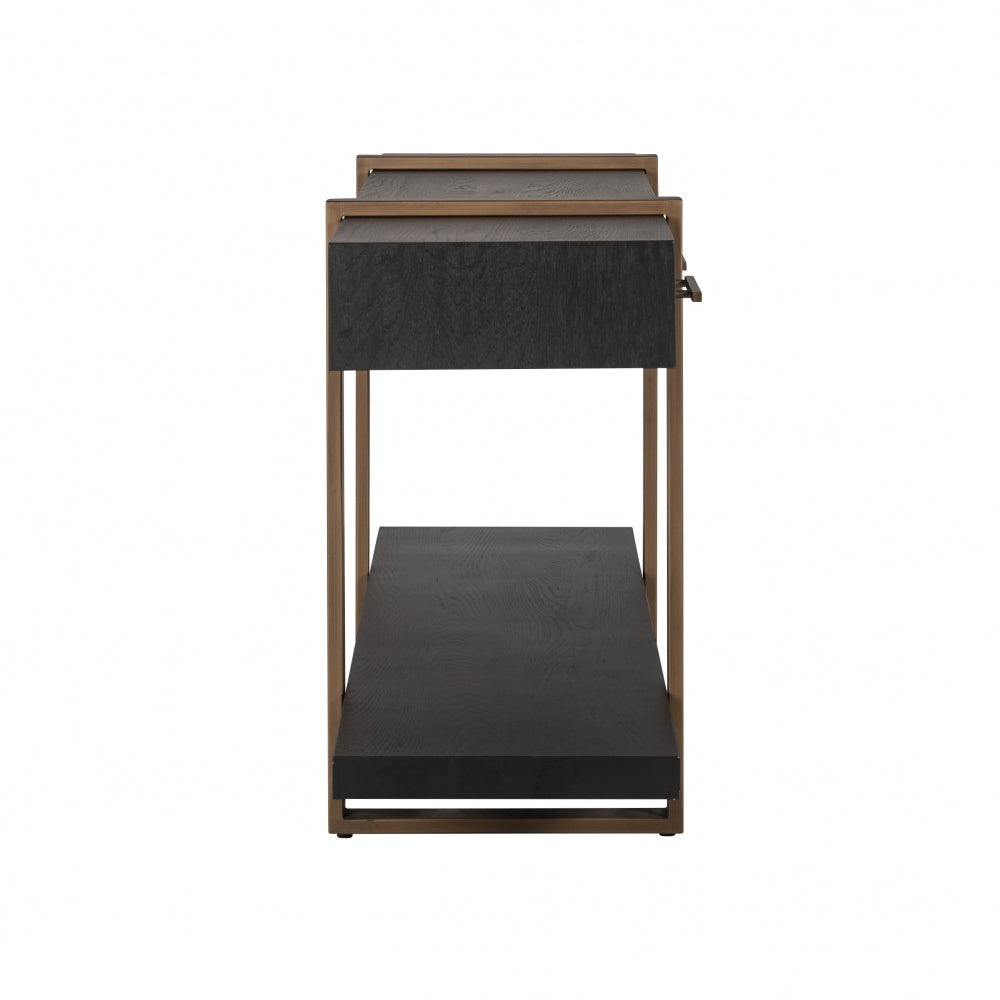 Comoda din Metal si Furnir de stejar Bronz/Negru L180xH80cm Cambon Richmond Interiors