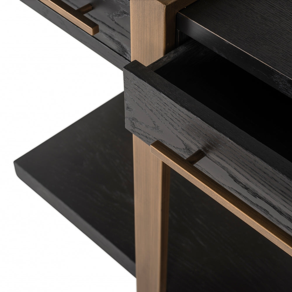 Comoda din Metal si Furnir de stejar Bronz/Negru L180xH80cm Cambon Richmond Interiors
