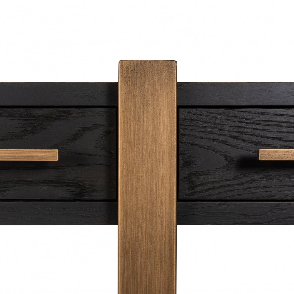 Comoda din Metal si Furnir de stejar Bronz/Negru L180xH80cm Cambon Richmond Interiors