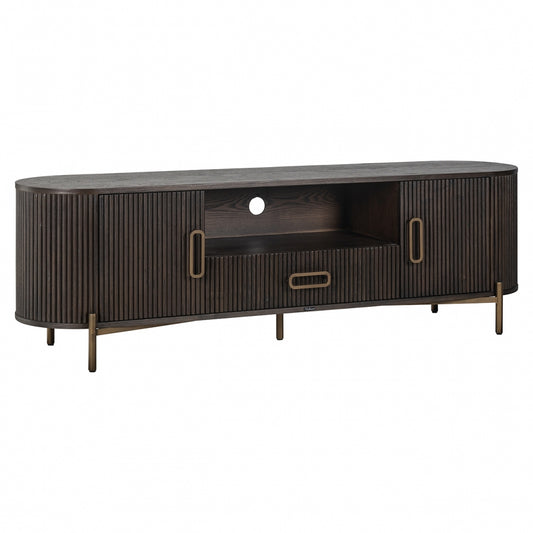 Comoda TV din Metal si Lemn de stejar Bronz/Maro L182xH56cm Luxor Richmond Interiors