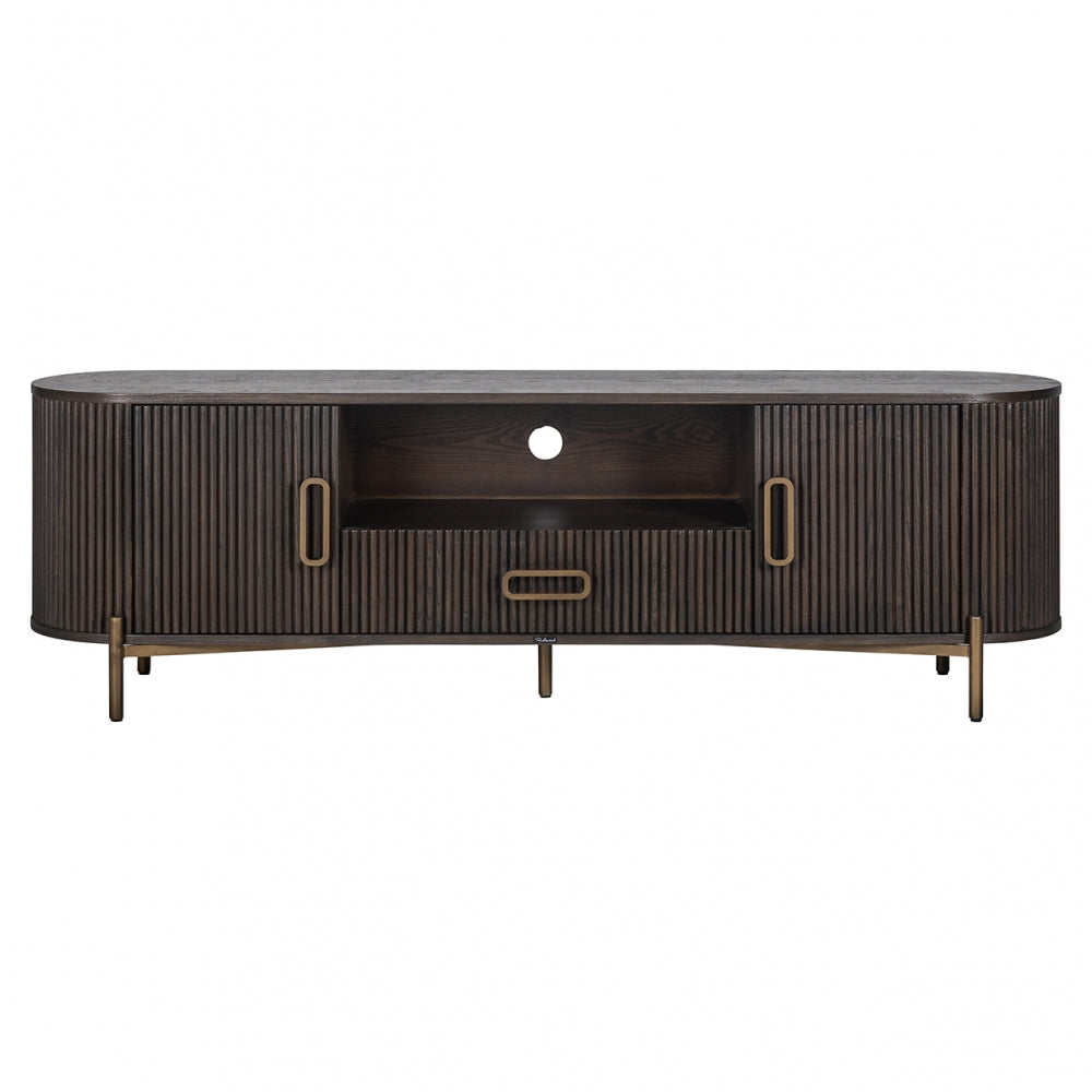 Comoda TV din Metal si Lemn de stejar Bronz/Maro L182xH56cm Luxor Richmond Interiors