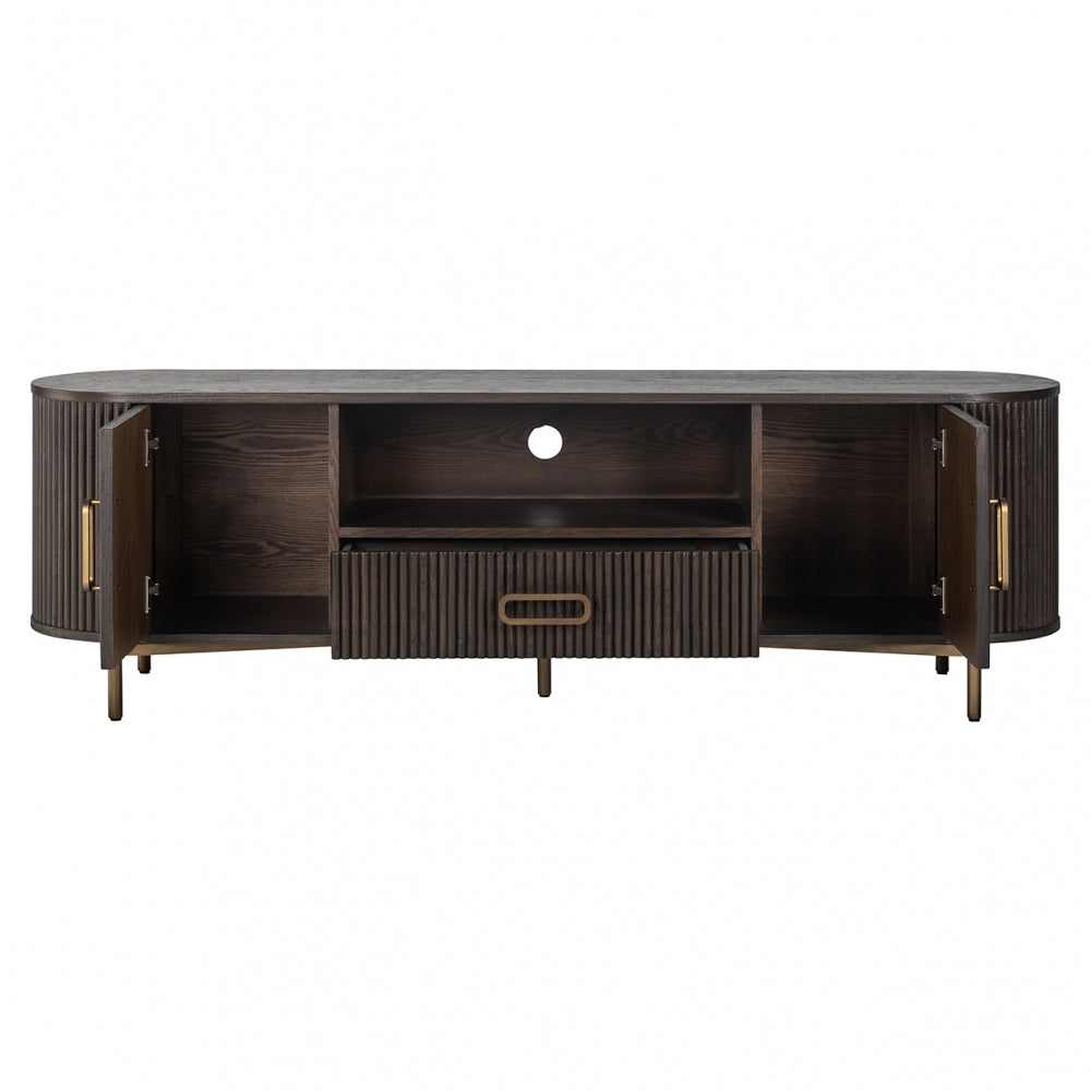Comoda TV din Metal si Lemn de stejar Bronz/Maro L182xH56cm Luxor Richmond Interiors