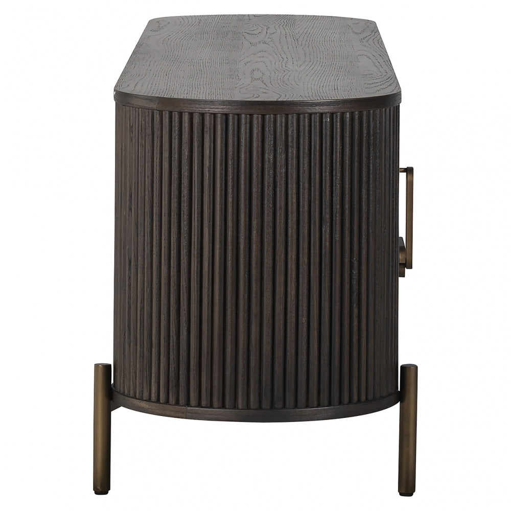 Comoda TV din Metal si Lemn de stejar Bronz/Maro L182xH56cm Luxor Richmond Interiors