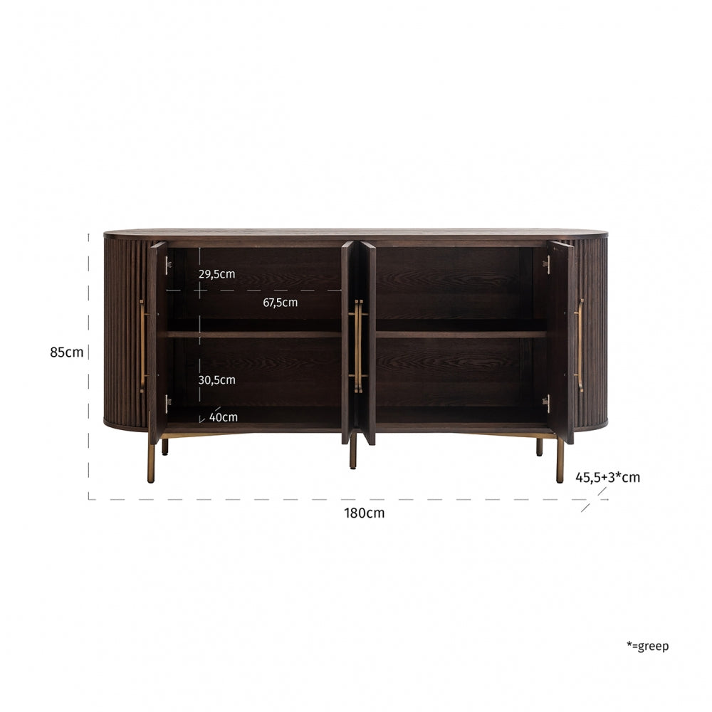 Comoda din Metal si Lemn de stejar Bronz/Maro L180xH85cm Luxor Richmond Interiors