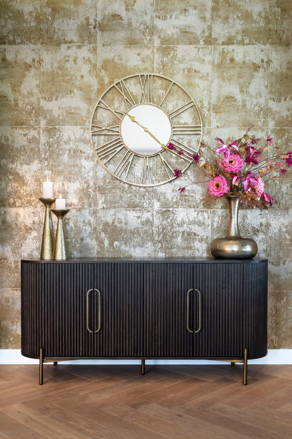 Comoda din Metal si Lemn de stejar Bronz/Maro L180xH85cm Luxor Richmond Interiors