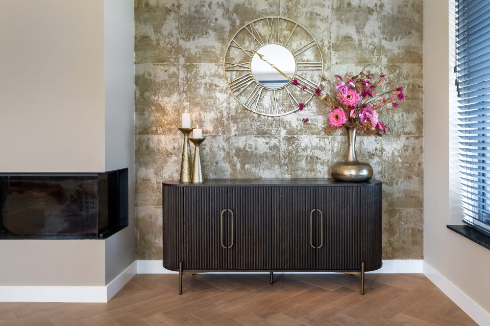 Comoda din Metal si Lemn de stejar Bronz/Maro L180xH85cm Luxor Richmond Interiors
