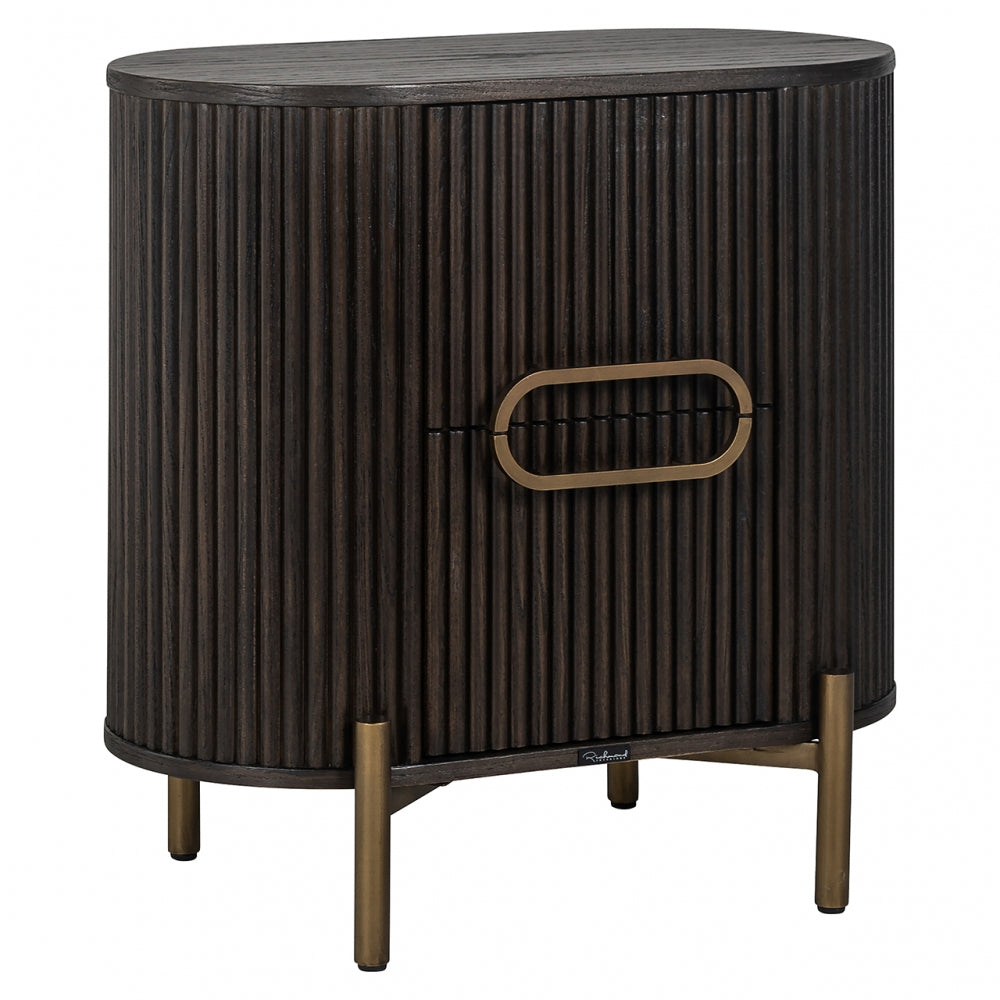 Noptiera din Metal si Lemn de stejar Bronz/Maro L60xH60cm Luxor Richmond Interiors