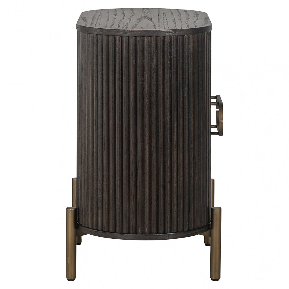 Noptiera din Metal si Lemn de stejar Bronz/Maro L60xH60cm Luxor Richmond Interiors