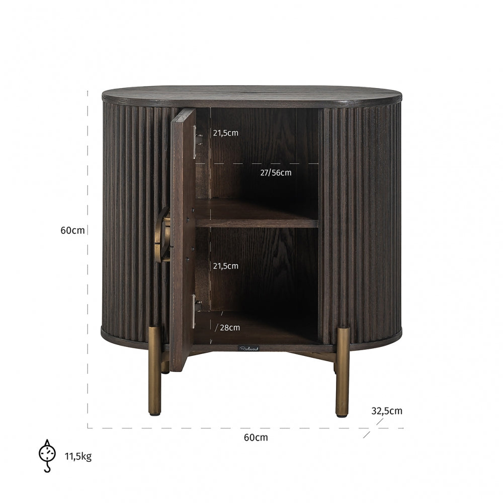 Noptiera din Metal si Lemn de stejar Bronz/Maro L60xH60cm Luxor Richmond Interiors