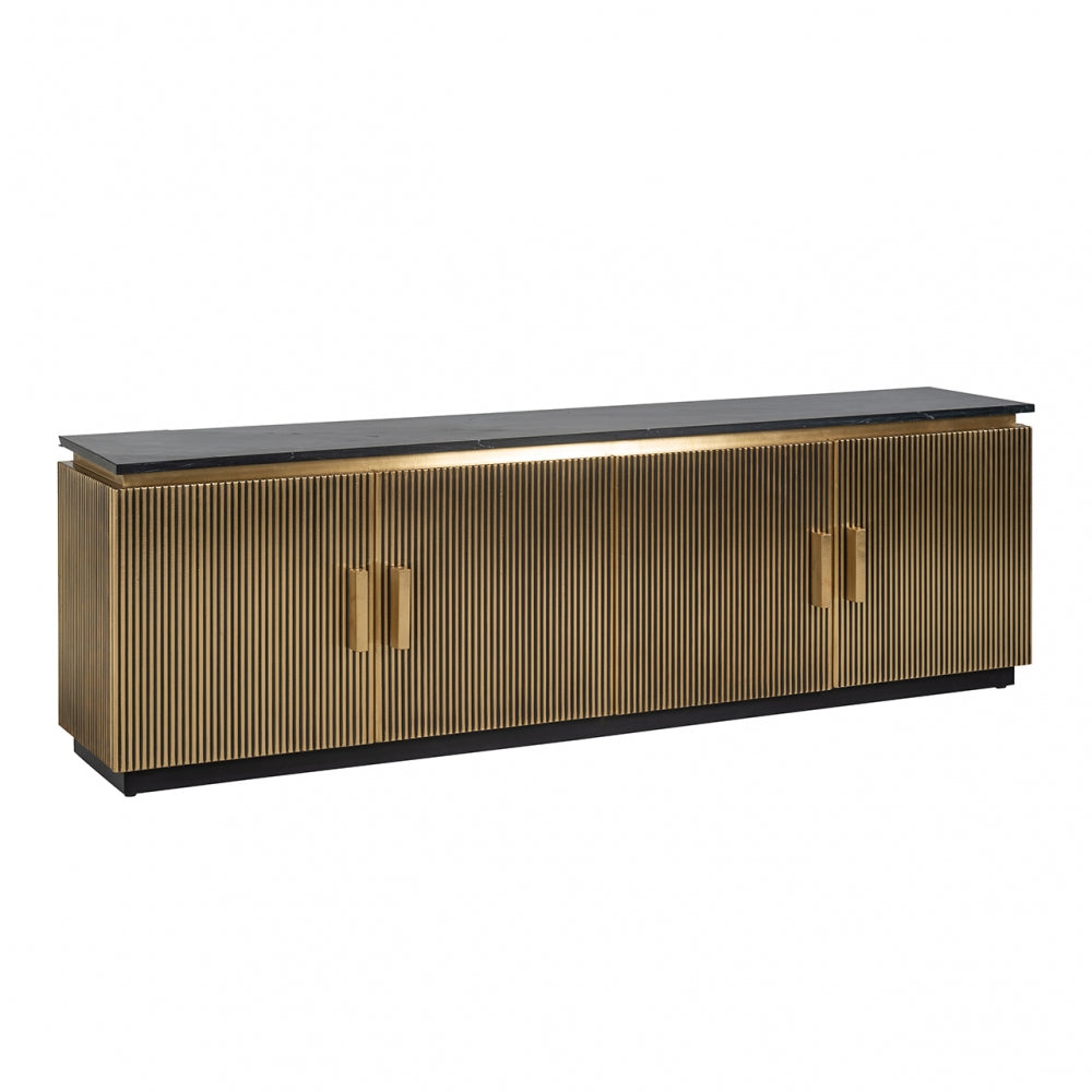 Comoda Tv din Metal si Marmura Auriu/Negru L200xH61cm Ironville Richmond Interiors
