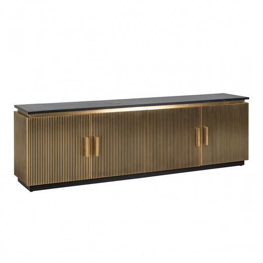 Comoda Tv din Metal si Marmura Auriu/Negru L200xH61cm Ironville Richmond Interiors