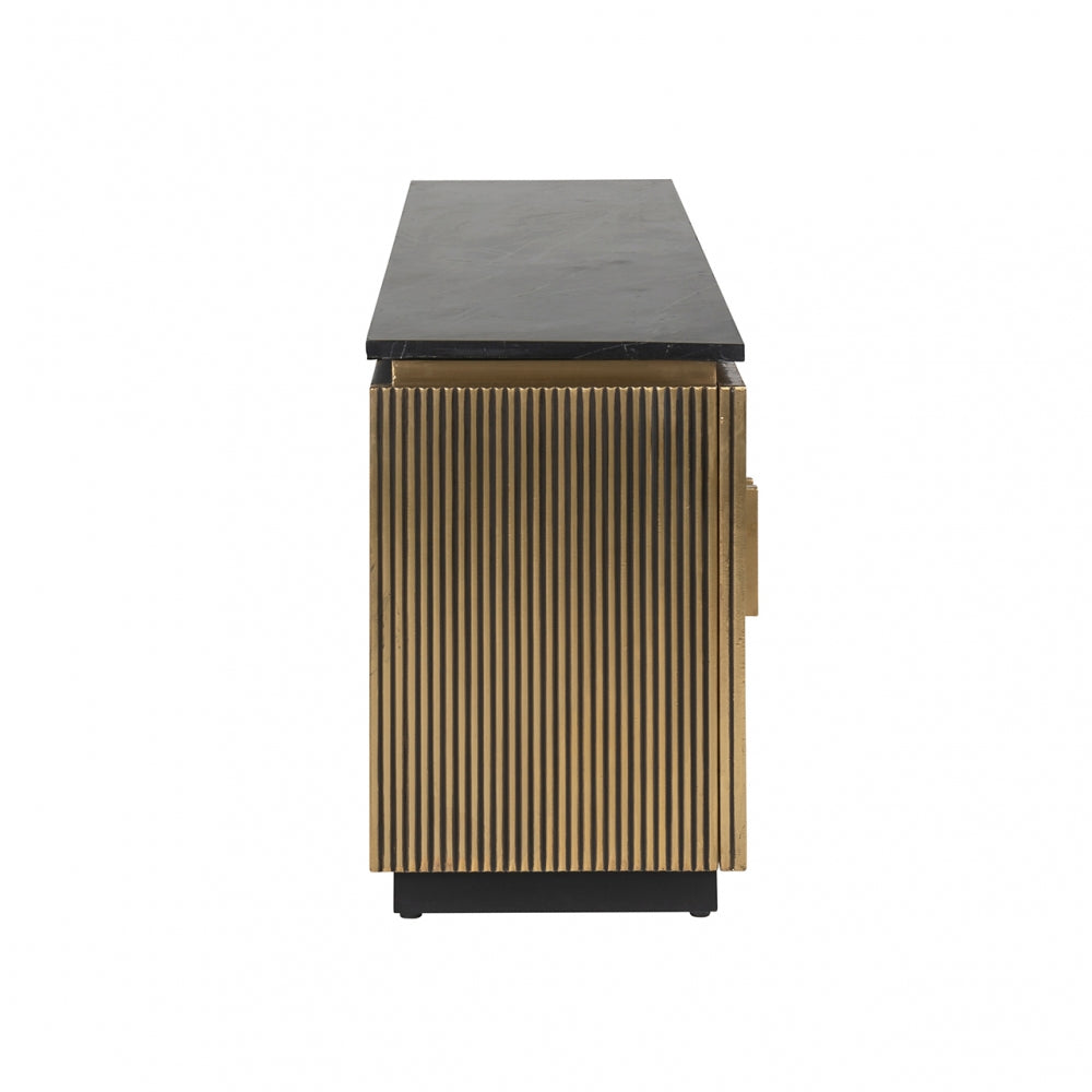 Comoda Tv din Metal si Marmura Auriu/Negru L200xH61cm Ironville Richmond Interiors