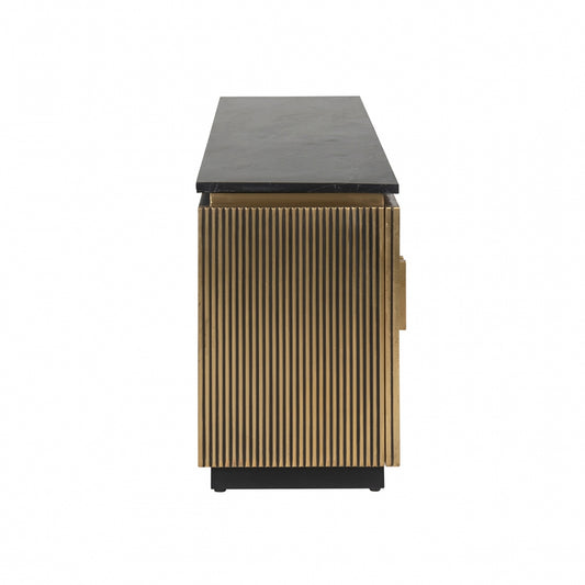 Comoda Tv din Metal si Marmura Auriu/Negru L200xH61cm Ironville Richmond Interiors