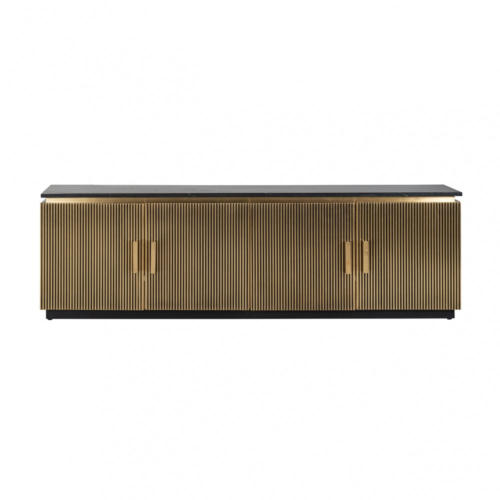 Comoda Tv din Metal si Marmura Auriu/Negru L200xH61cm Ironville Richmond Interiors