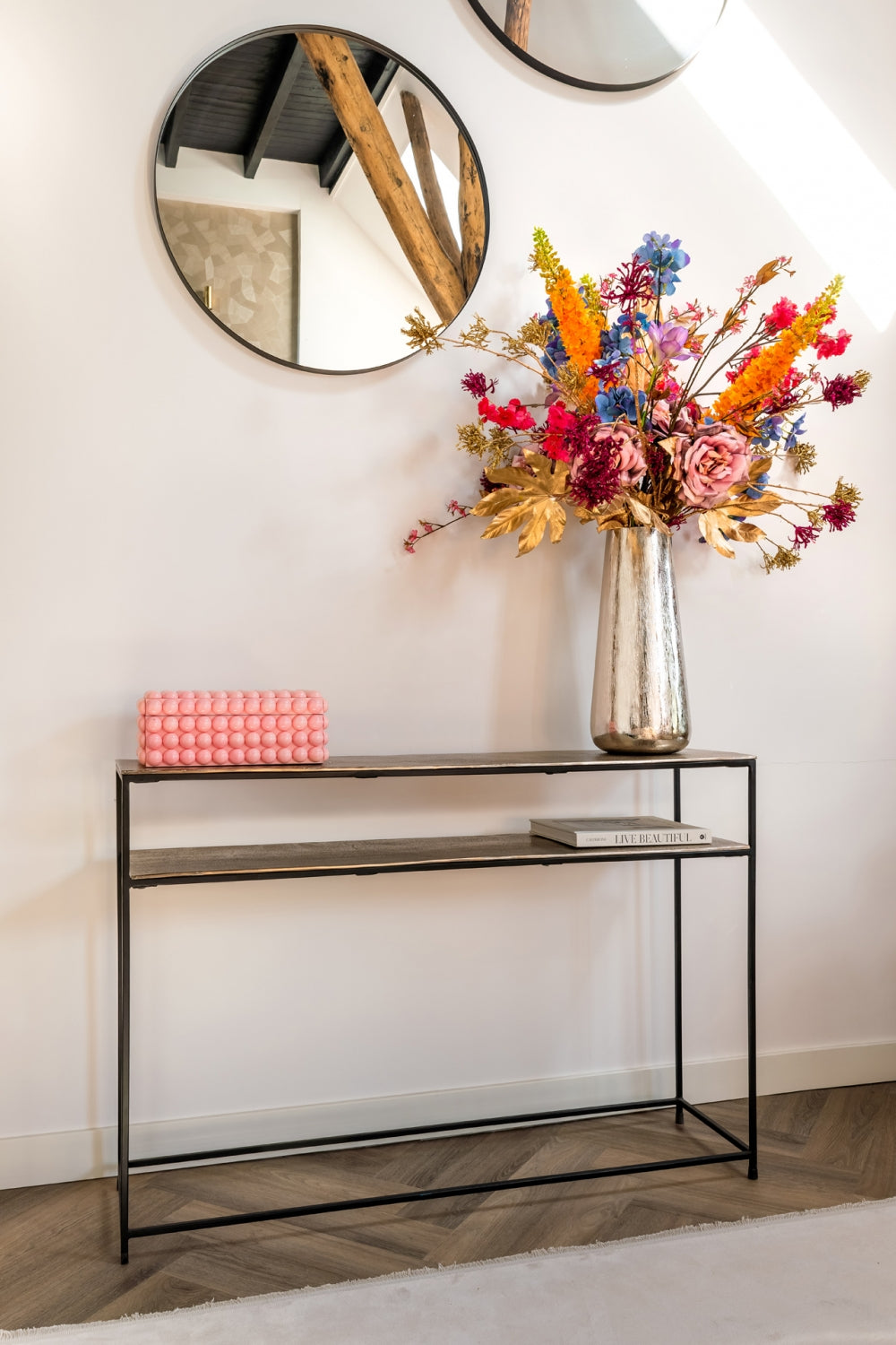 Consola din Metal Negru/Argintiu L119xH81cm Chandon Richmond Interiors