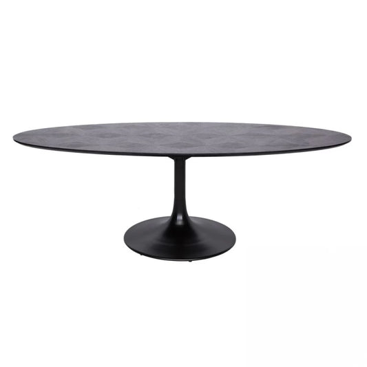 Masa Ovala din Metal si Furnir de stejar Negru L250xH76cm Blax Richmond Interiors