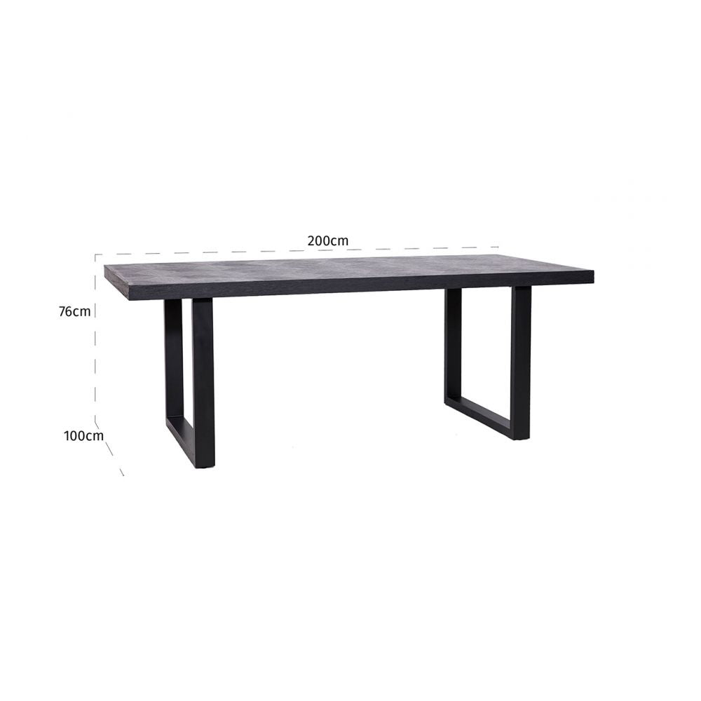Masa Dreptunghiulara din Metal si Furnir de stejar Negru L200xH76cm Blax Richmond Interiors