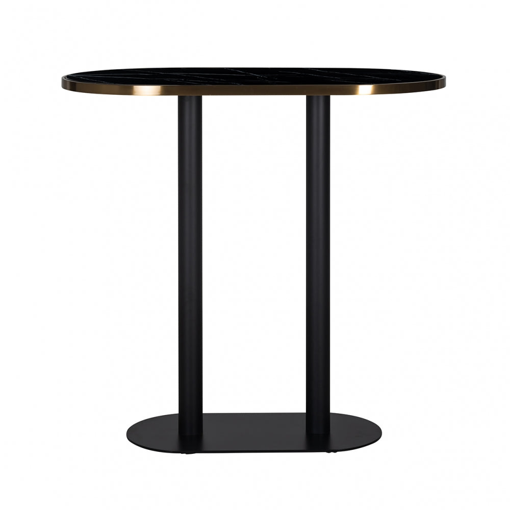 Masa de bar Ovala din Otel inoxidabil si Marmura artificiala Negru L120xH105cm Zenza Richmond Interiors