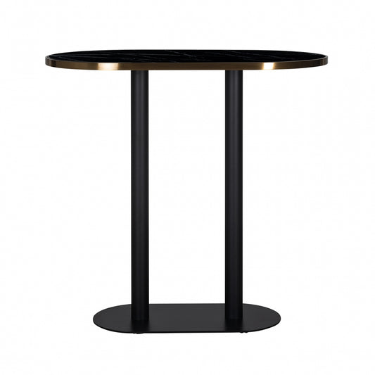 Masa de bar Ovala din Otel inoxidabil si Marmura artificiala Negru L120xH105cm Zenza Richmond Interiors