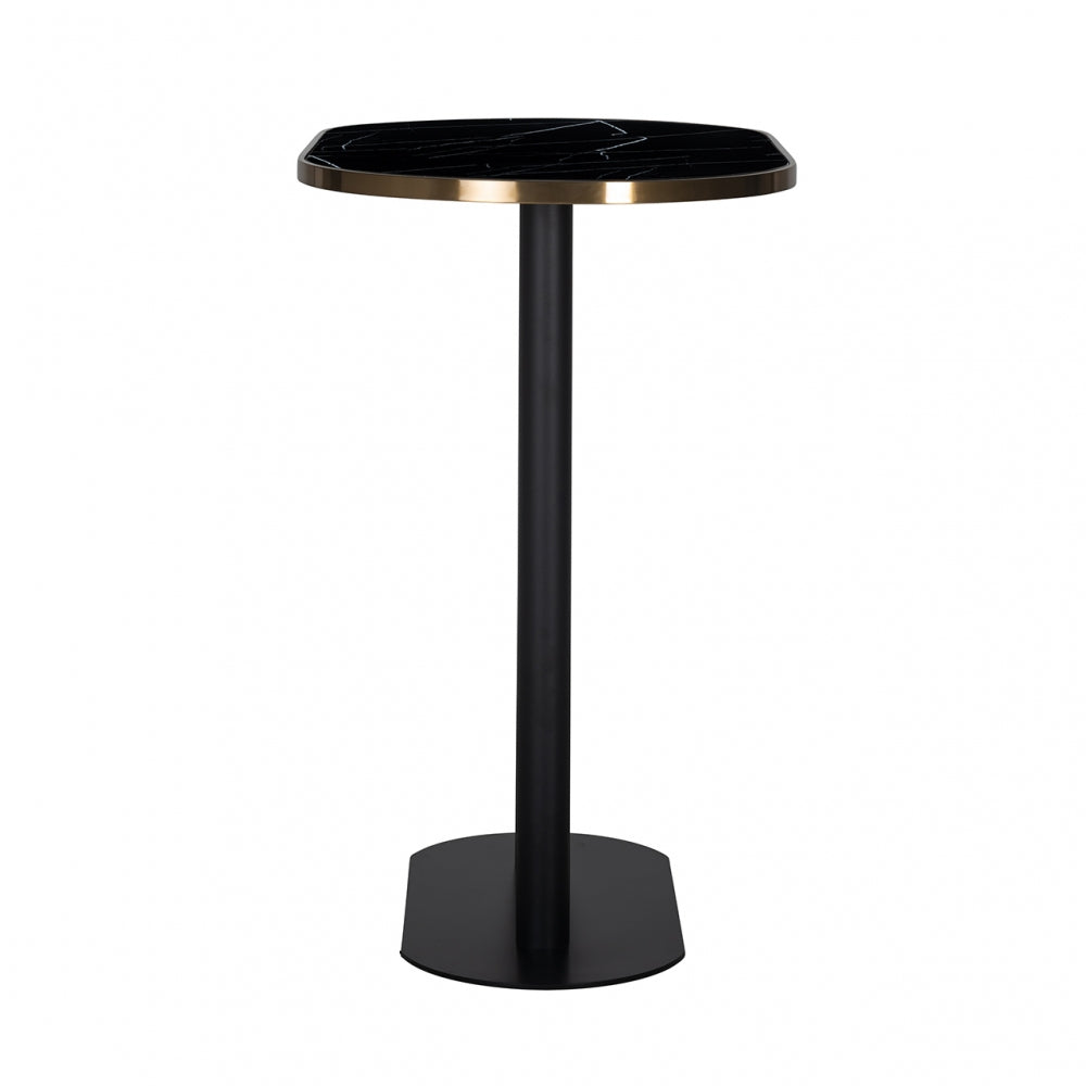 Masa de bar Ovala din Otel inoxidabil si Marmura artificiala Negru L120xH105cm Zenza Richmond Interiors