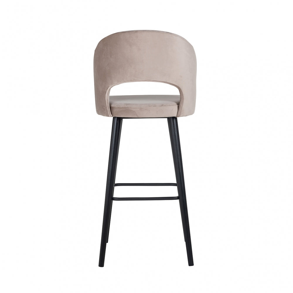 Scaun de bar tapitat cu Catifea Bej cu picioare din Lemn Negru H113xL50xA57cm Savoy Richmond Interiors