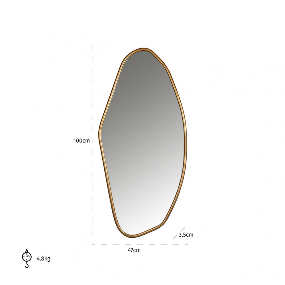 Oglinda Asimetrica cu rama din Metal Auriu H100xL47cm Eldon Richmond Interiors
