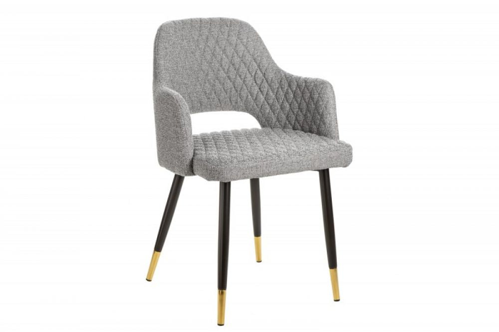 Scaun tapitat cu Stofa Gri cu picioare din Metal Negru/Auriu H81xL56xA57cm Paris