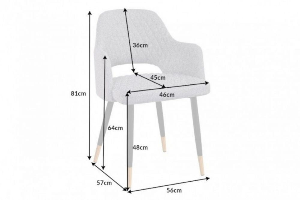 Scaun tapitat cu Stofa Gri cu picioare din Metal Negru/Auriu H81xL56xA57cm Paris