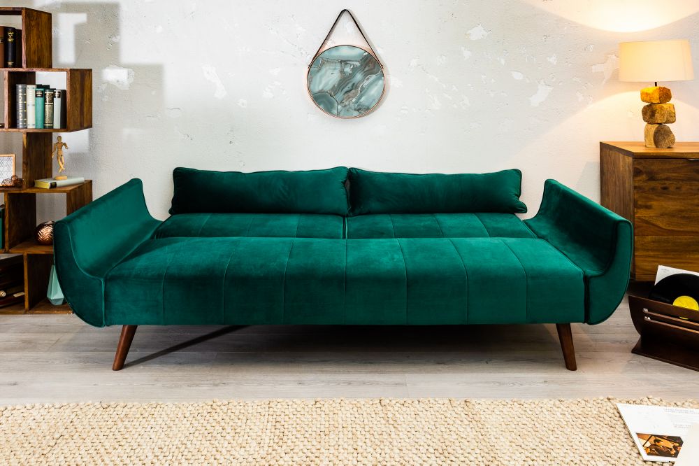 Canapea extensibila tapitata cu catifea Verde 215cm Divani II