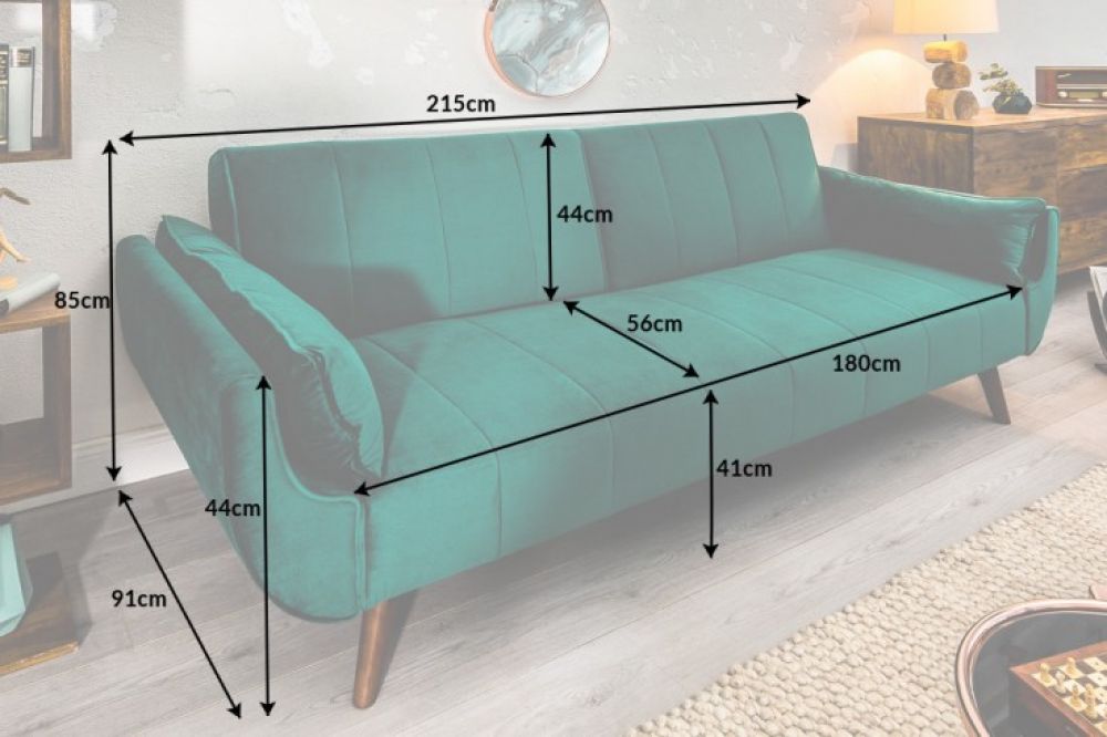 Canapea extensibila tapitata cu catifea Verde 215cm Divani II